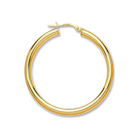9ct Yellow Gold Hoop Earrings 36mm - FJewellery
