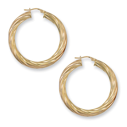 9ct Yellow Gold Hoop Earrings 39.2 X 4.9mm - FJewellery