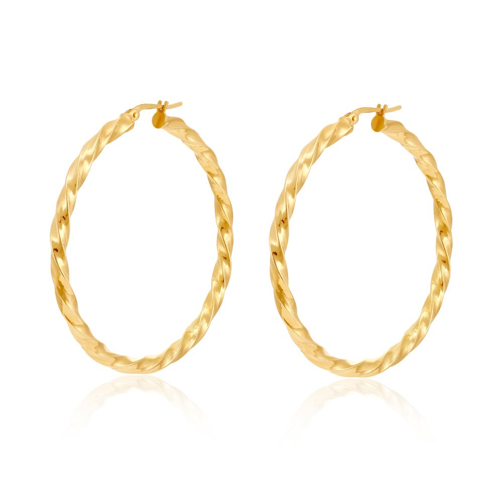 9ct Yellow Gold Hoop Earrings 45.7mm - FJewellery