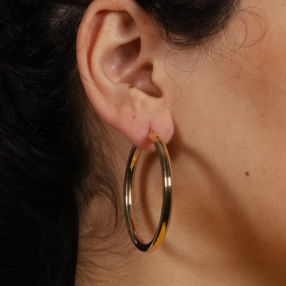9ct Yellow Gold Hoop Earrings 47.9 X 4mm - FJewellery