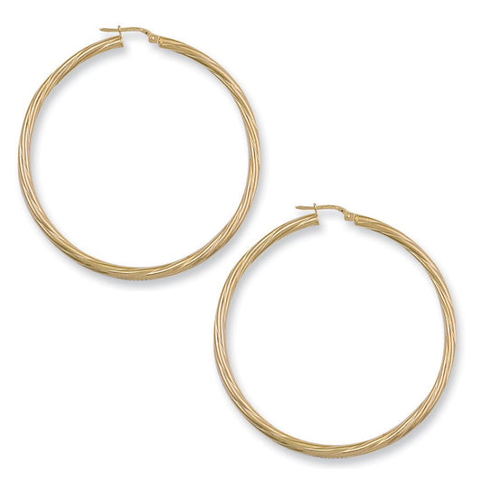 9ct Yellow Gold Hoop Earrings 54 X 2.9mm - FJewellery