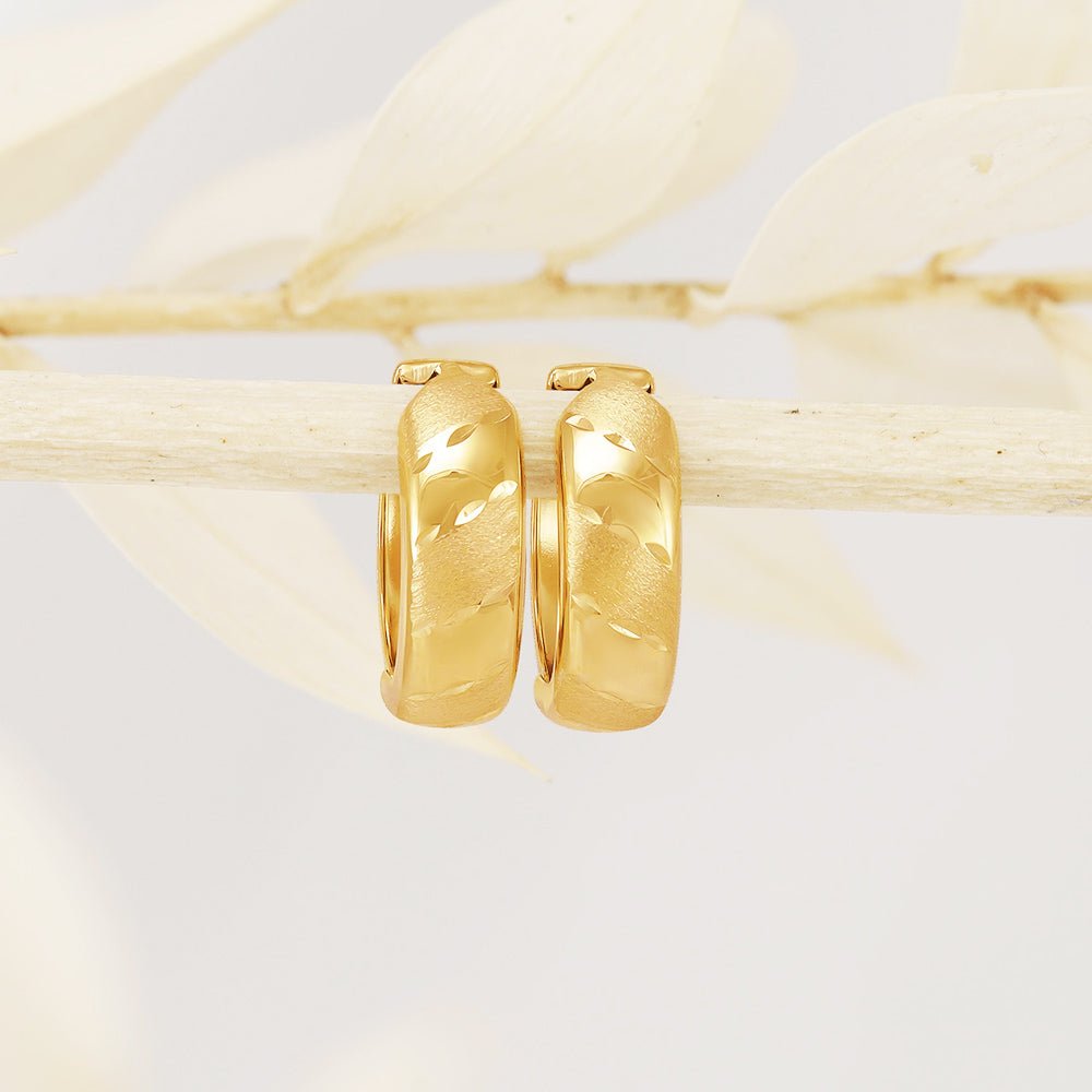9ct Yellow Gold Huggie Hoop Earrings 16.0mm - FJewellery