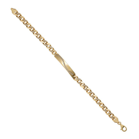 9ct Yellow Gold ID curb bracelet 6mm - FJewellery
