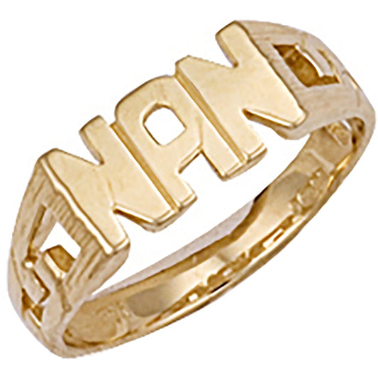 9ct Yellow Gold ID Sides Nan Ring - FJewellery