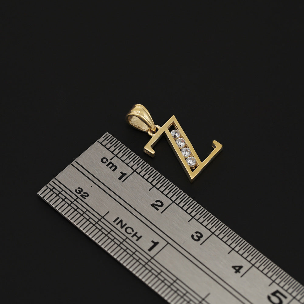 9ct Solid Yellow Gold Channel Set Cubic Zirconia Initial Pendant Z DSHCSINCZ-Z