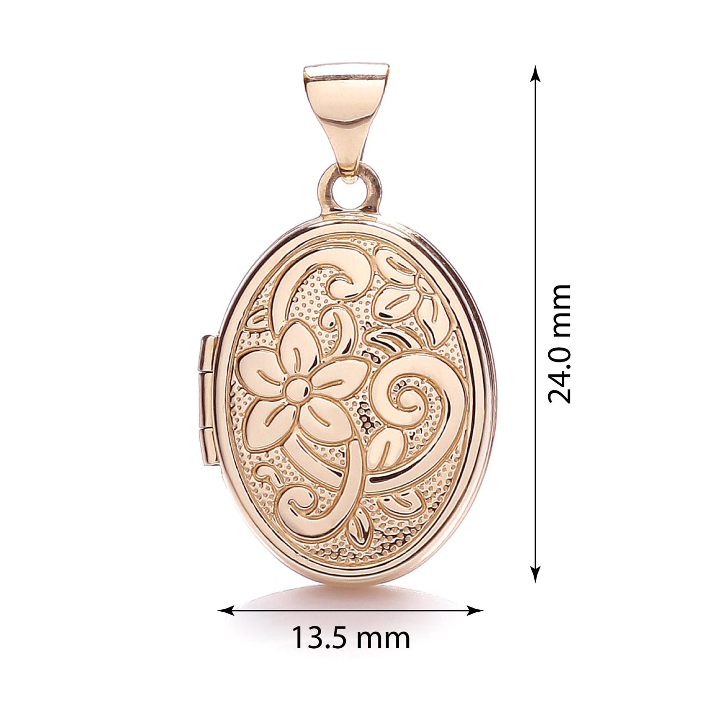 9ct Gold Oval Shaped Patterned Locket