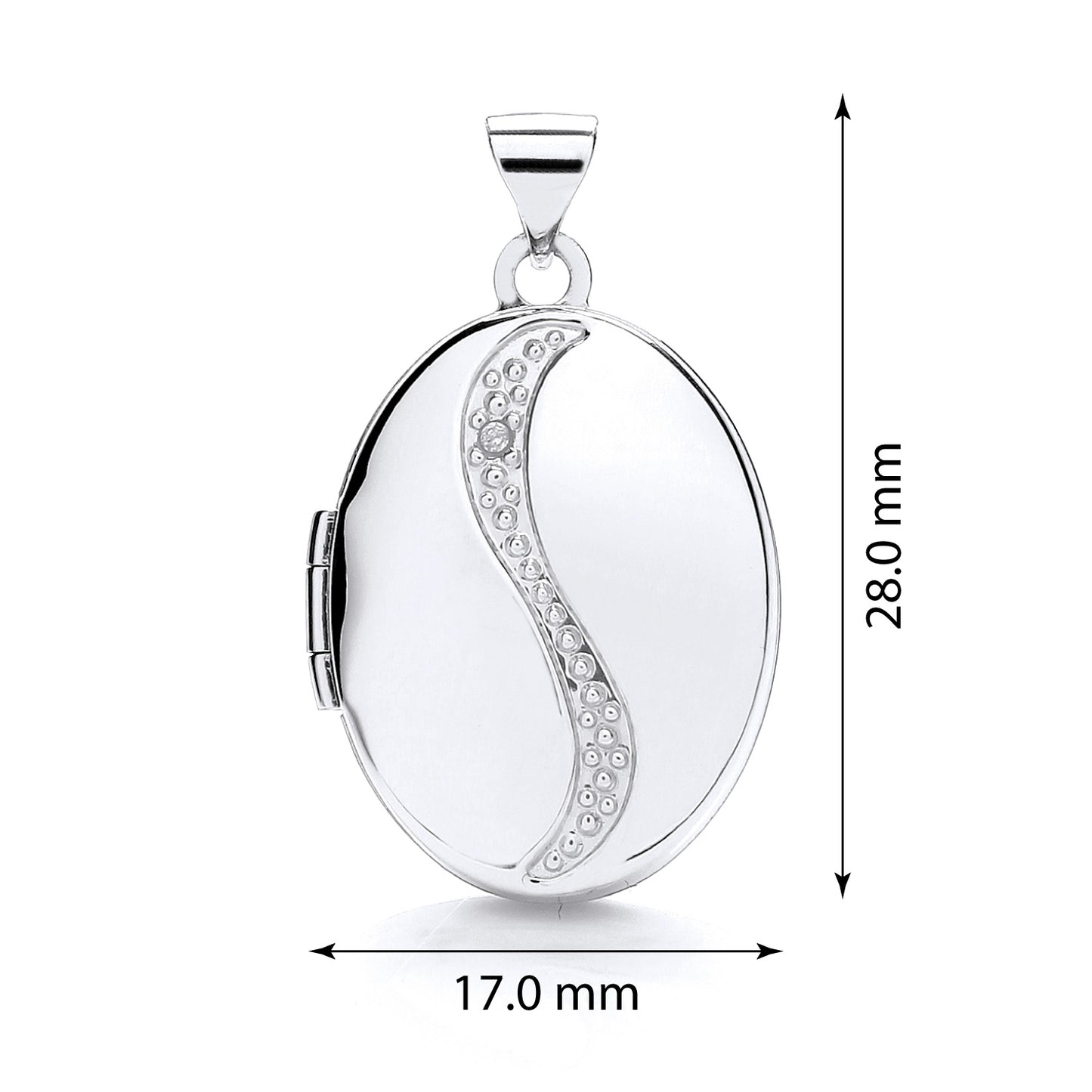 9ct Solid Gold Oval Shaped Locket With Diamond 118030
